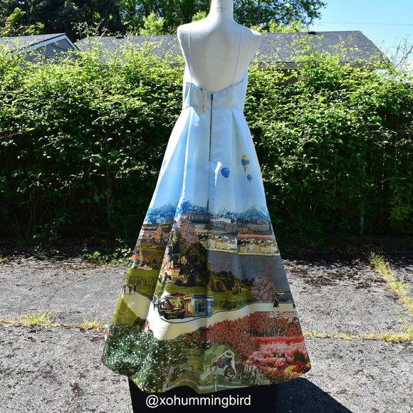 Alice + Olivia | Paris Collage Multi Print Long Dress - Picture 8 of 16